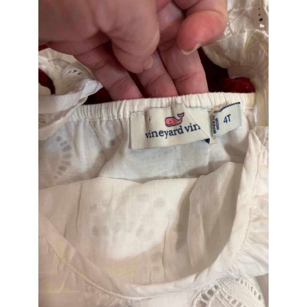 Vineyard Vines Girls White Eyelet Seashell Ruffle Dress 4T 7Q001481 - Picture 3 of 7